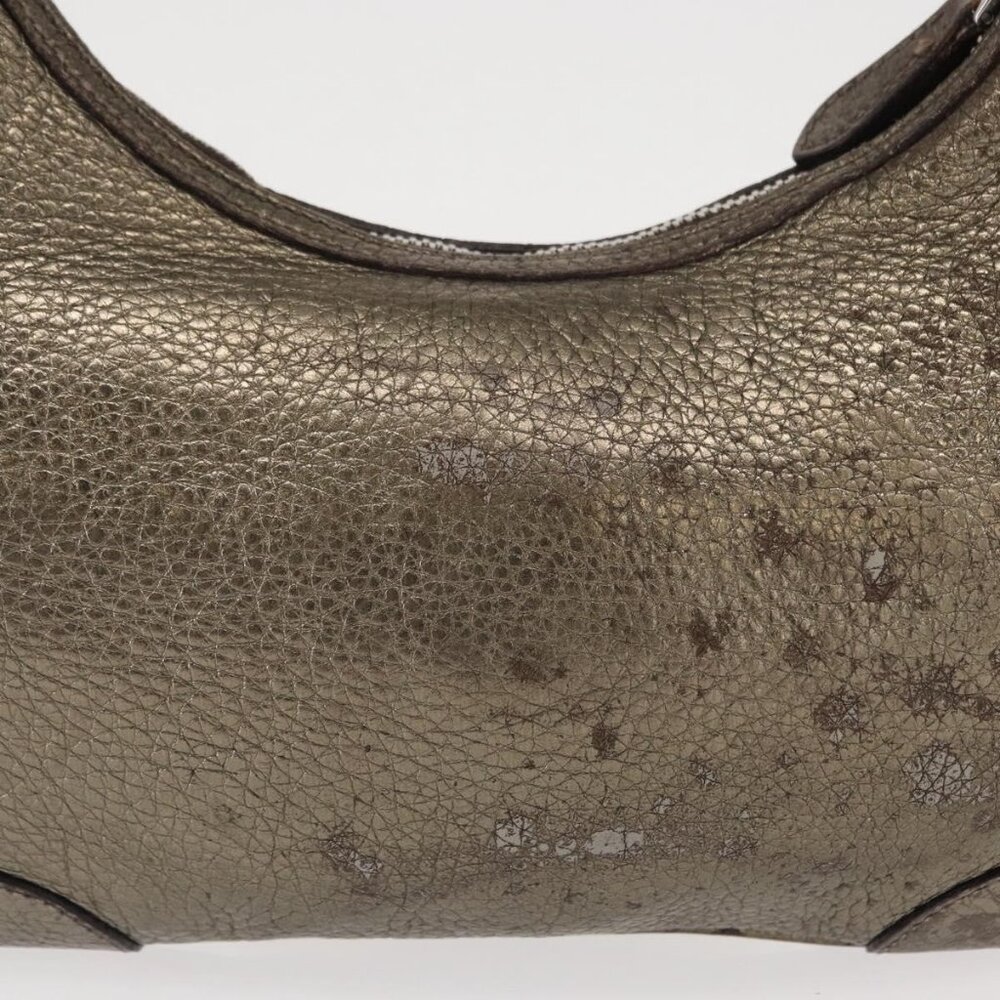 Authentic PRADA Shoulder Bag Leather Bronze Silver - Picture 10 of 16